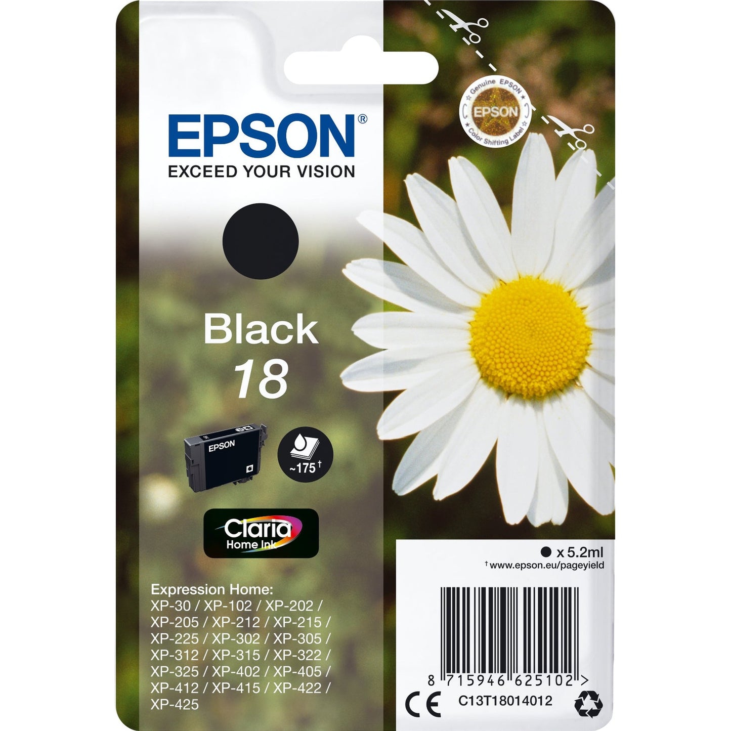 Tinteiro EPSON 18 Preto + Alarme RF - XP-30/x02/x05/x12/x15/x22/x25