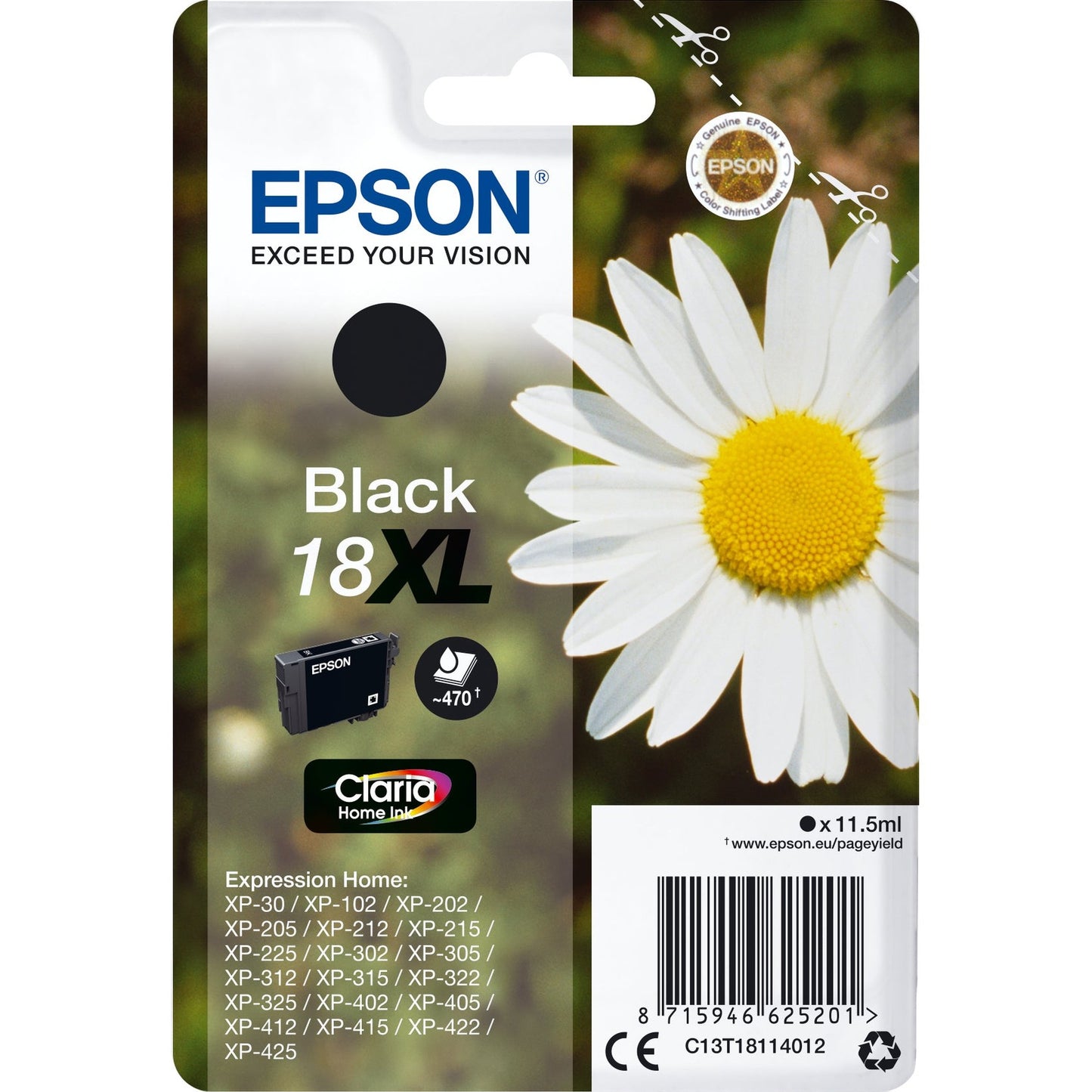 Tinteiro EPSON 18 Preto XL - XP-30/x02/x05/x12/x15/x22/x25