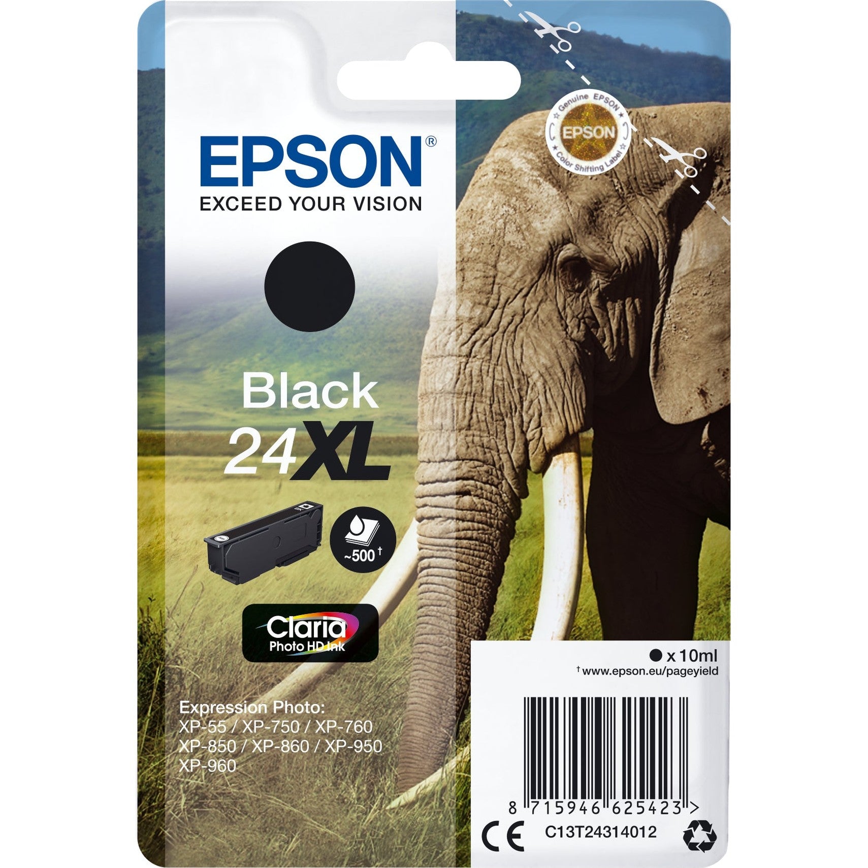 Tinteiro EPSON 24 Preto XL - Expression Photo XP-55/750/760/850/860/950/960