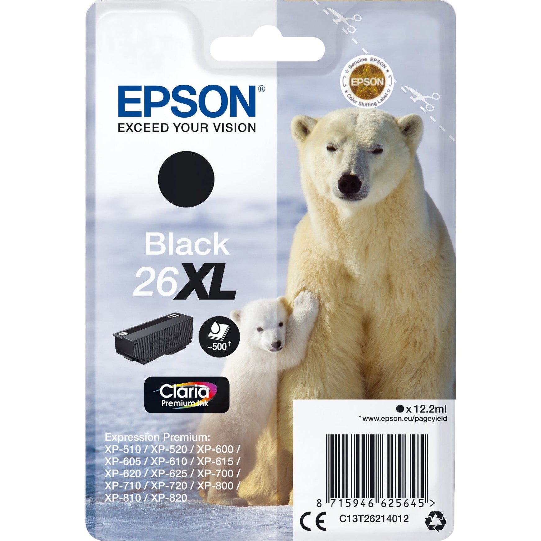 Tinteiro EPSON 26 Preto XL - Expression Premium XP-5xx/6xx/7xx/8xx