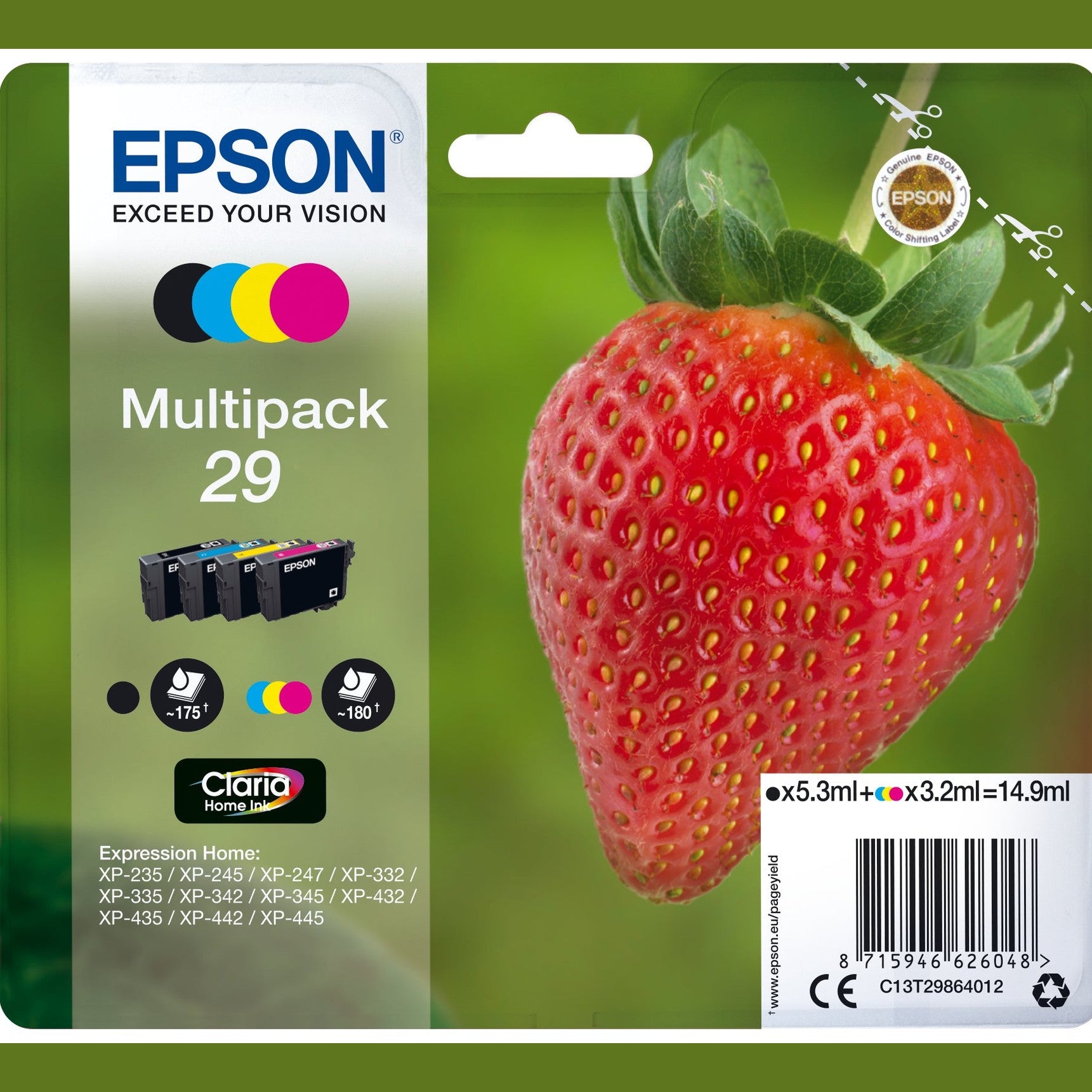 Tinteiro EPSON 29 Multipack 4 Cores + Alarme RF - Expression Home XP -2xx/3xx/4xx