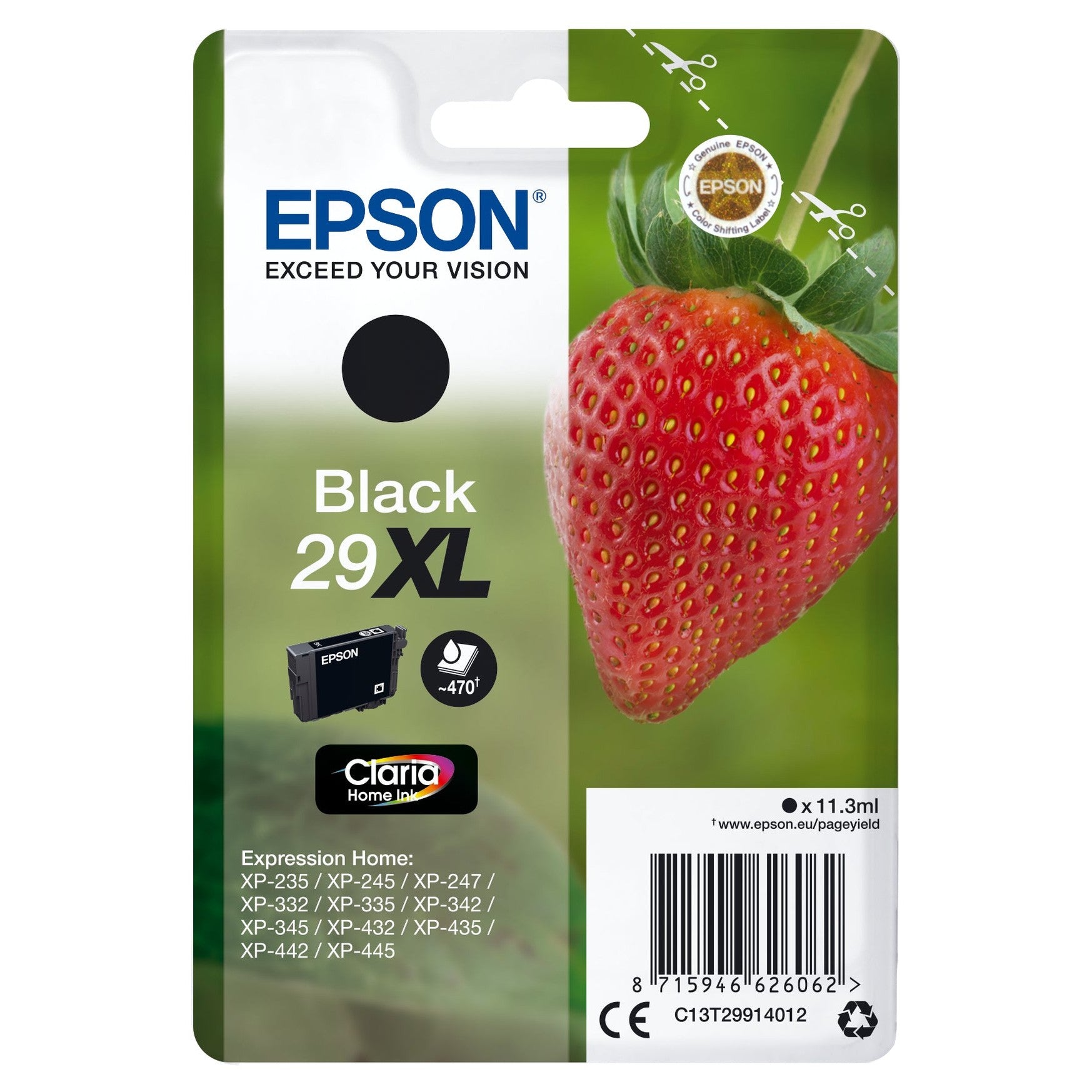 Tinteiro EPSON 29 Preto XL + Alarme RF - Expression Home XP-255/257/352/355/452/455