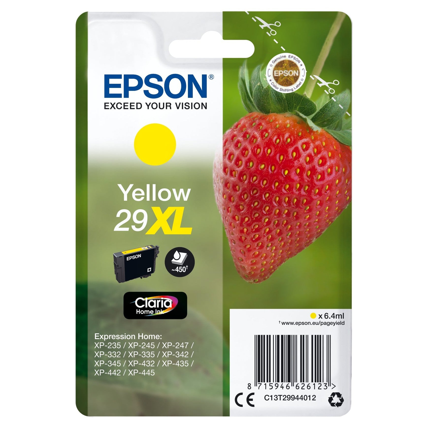 Tinteiro EPSON 29 Amarelo XL - Expression Home XP-255/257/352/355/452/455