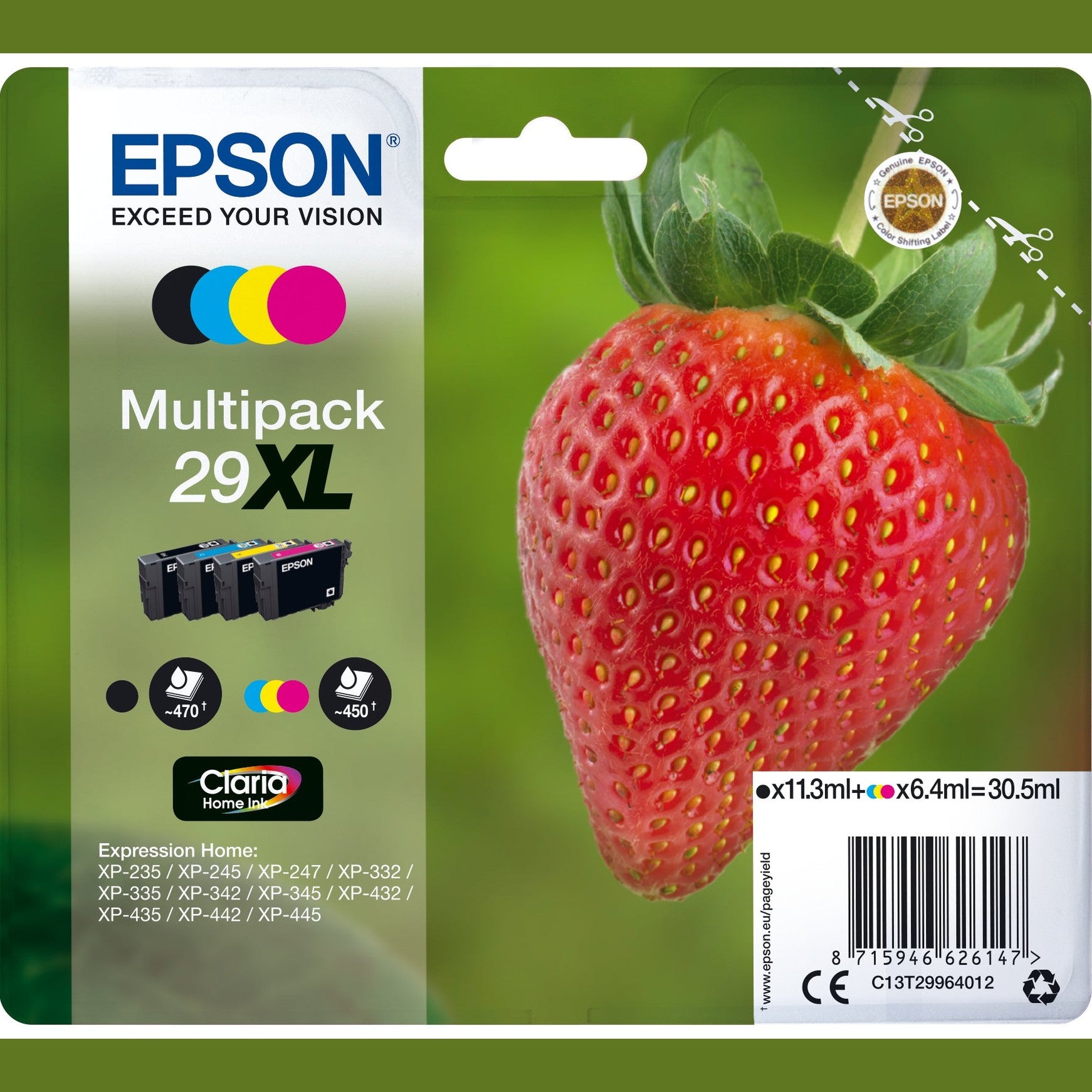 Tinteiro EPSON 29 Multipack 4 Cores XL - Expression Home XP -2xx/3xx/4xx