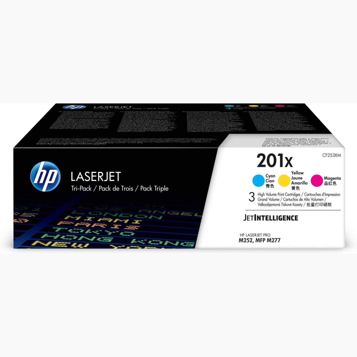 HP 201X oiginal LaserJet Toner cartridge CF253XM Cyan/Magenta/Yellow High Yield 3-pack HP