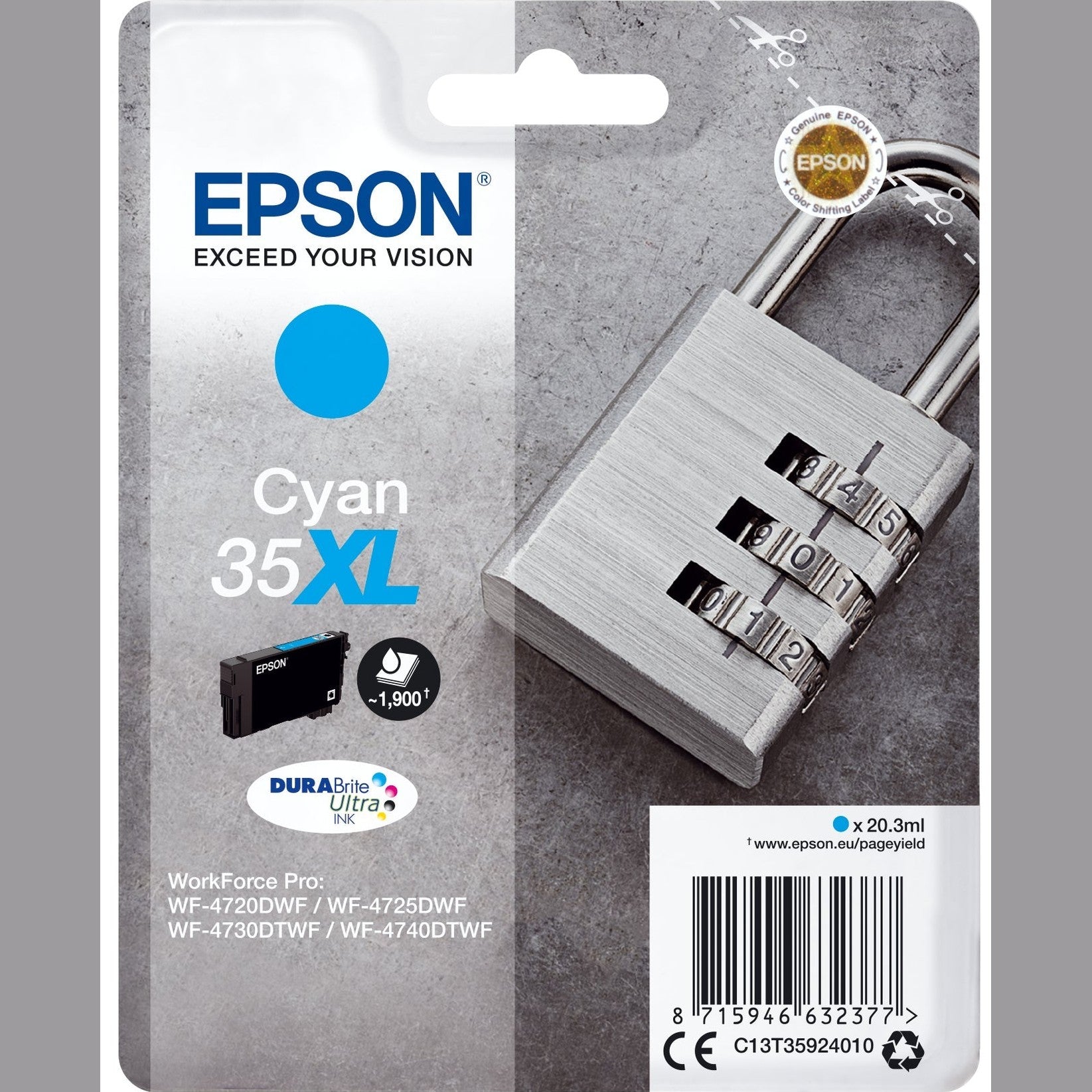 Tinteiro EPSON 35 Ciano XL para WorkForce Pro WF-4720/4725/4730/4740 Epson