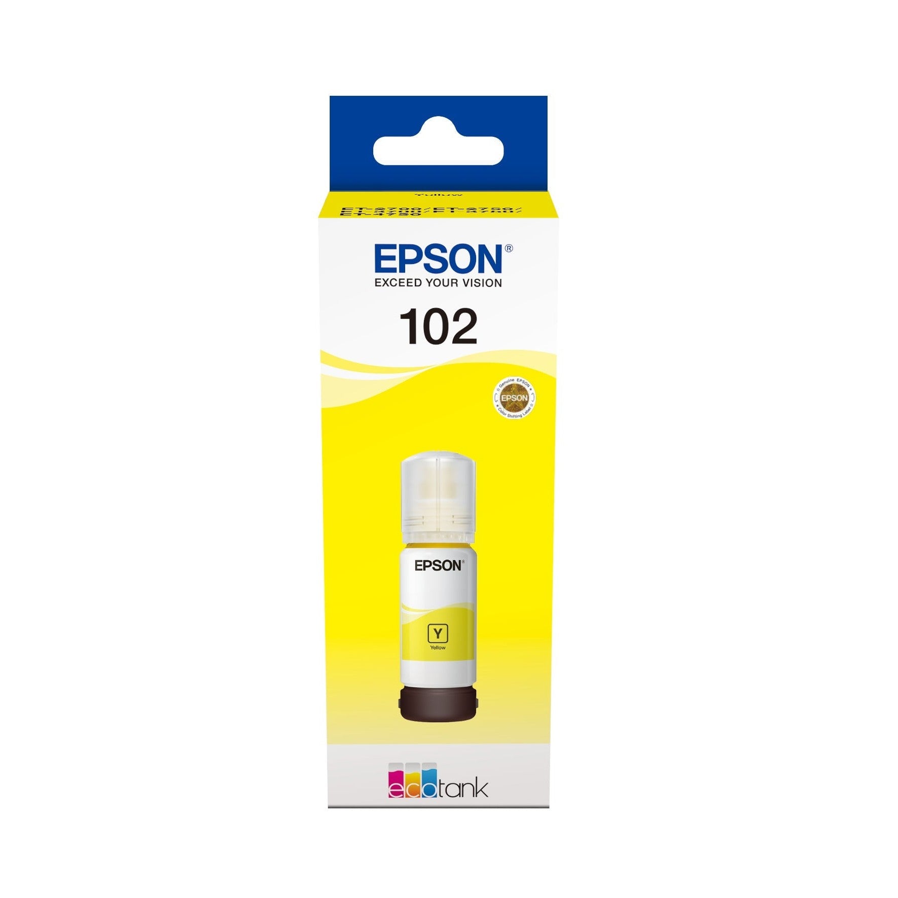 Recarga de Tinta Amarelo EPSON 102 para EcoTank 70ml | Compatível com Modelos 2700, 2750, 3700 Epson