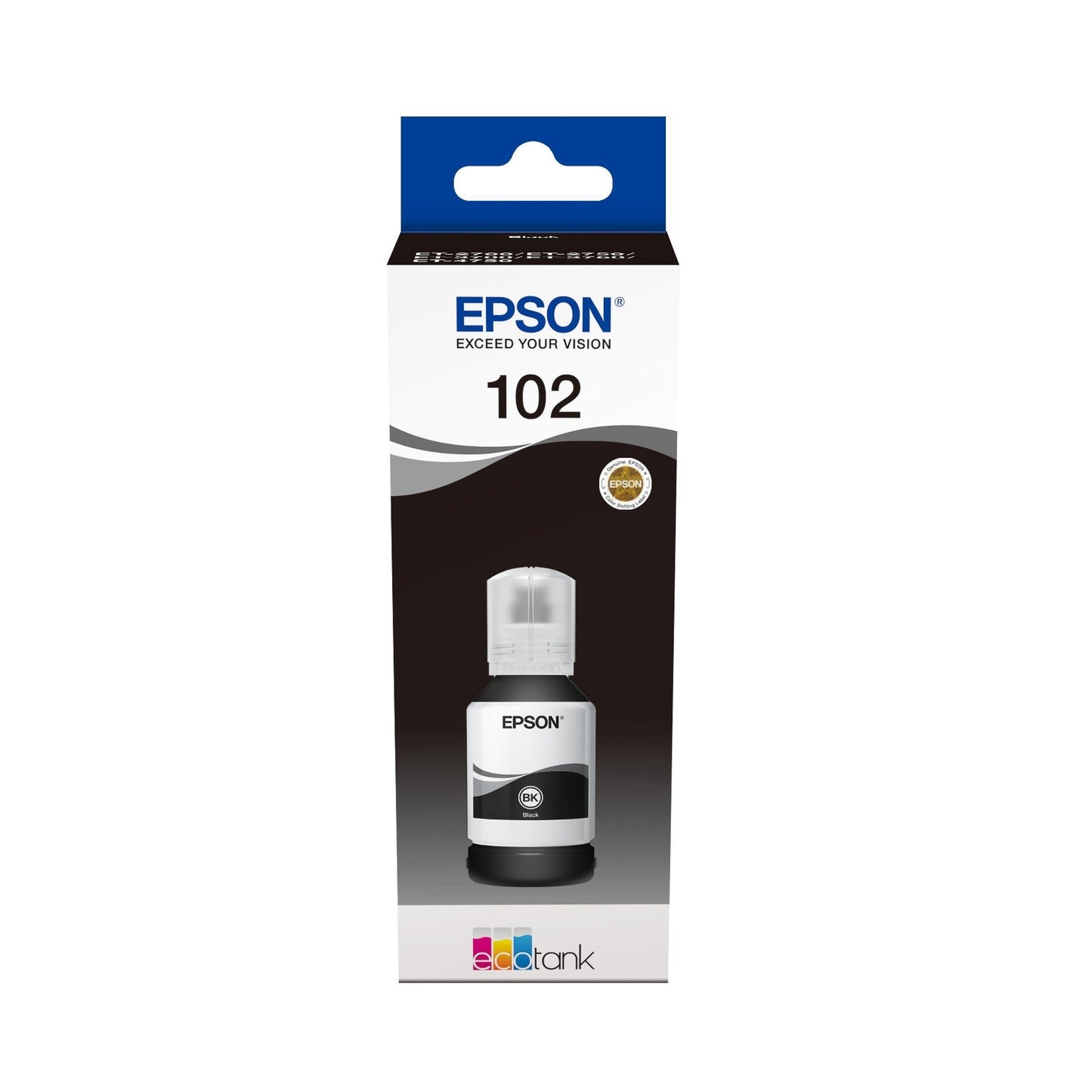 Recarga de Tinta Preto EPSON 102 EcoTank 127ml para Modelos 2700, 2750, 3750 Epson