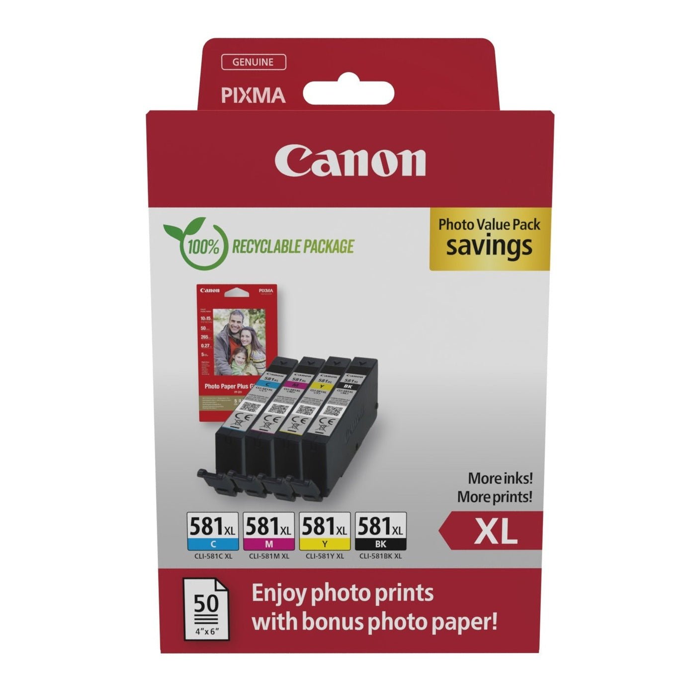 Cartucho de Tinta Canon CLI-581XL Preto/Côr Foto para Impressora Canon