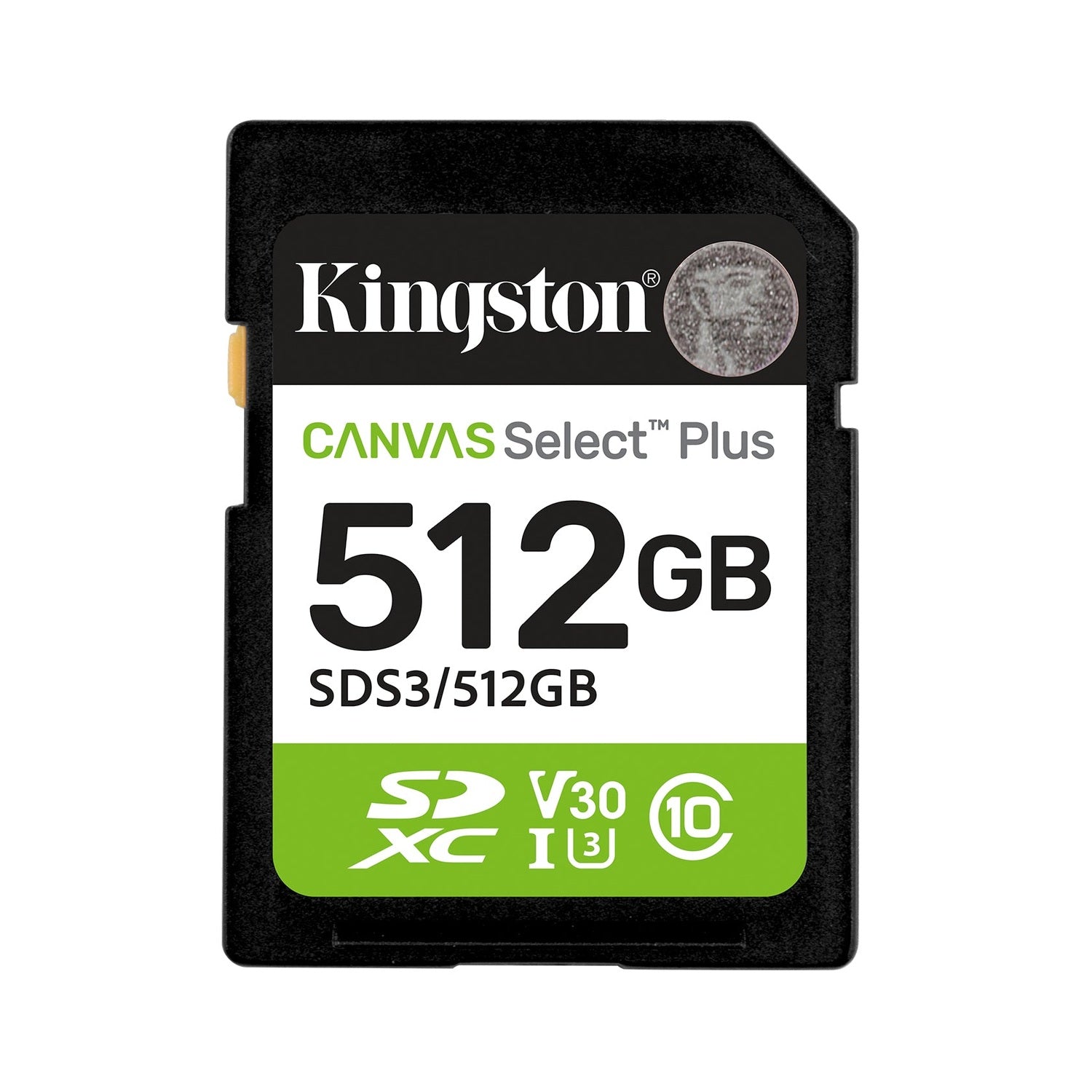 Cartão SDXC Kingston 512GB Canvas Select Plus U3 V30 150MB/s