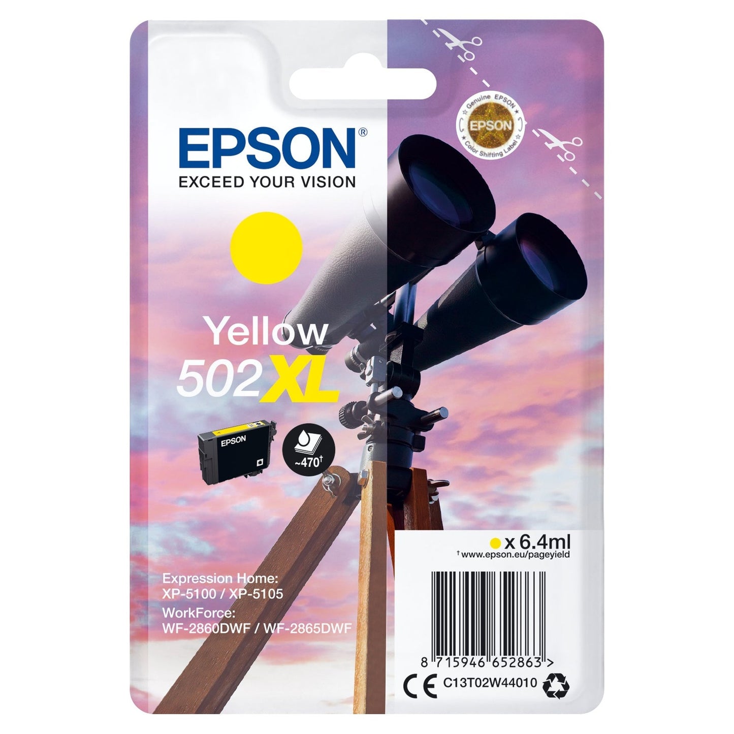 Tinteiro EPSON 502 Amarelo XL para XP-51xx e WF-286x Epson