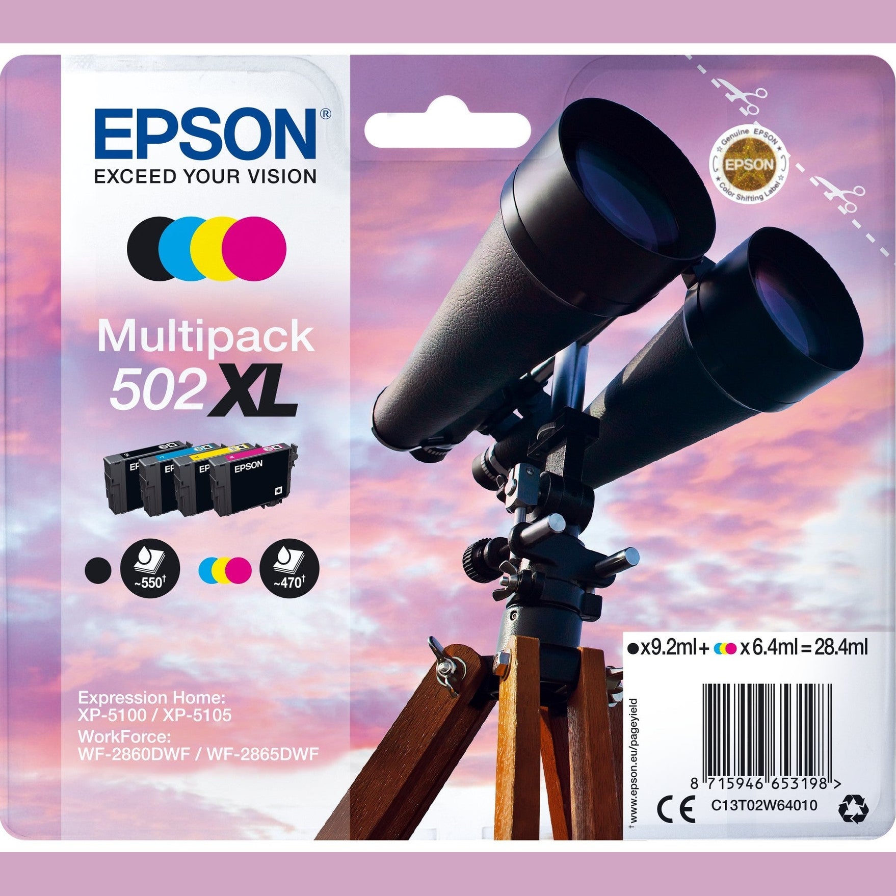 Tinteiro EPSON 502 Multipack XL 4 Cores para XP-5100/WF-2860 Epson