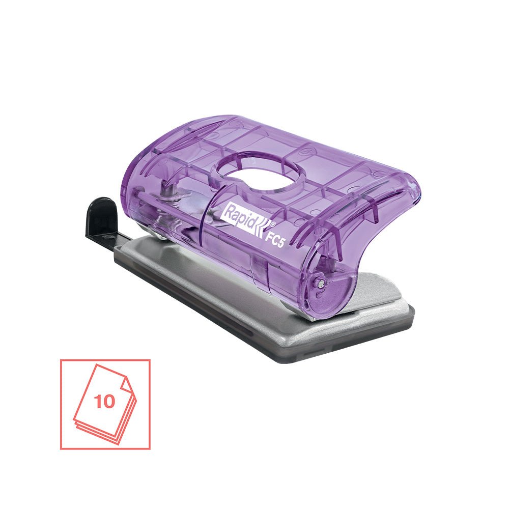 Bluepixel Equipamentos e Serviços Informáticos Lda | Furador Rapid FC5 para 10 Folhas - Malva Translúcido Rapid Furadores