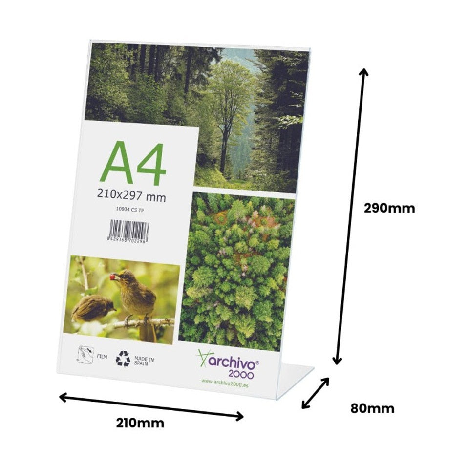 Expositor Mesa 080x210x290mm A4 em L Vertical