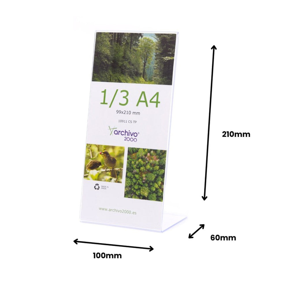 Expositor Mesa 60x100x210mm 1/3 A4 em L Vertical