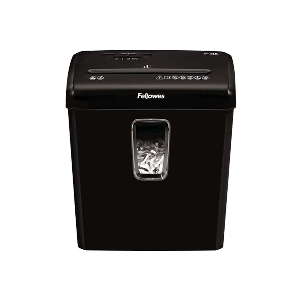 Bluepixel Equipamentos e Serviços Informáticos Lda | Destruidora de Papéis Fellowes P-30C 4x34mm, Preto, Compacta Fellowes Corte Partículas