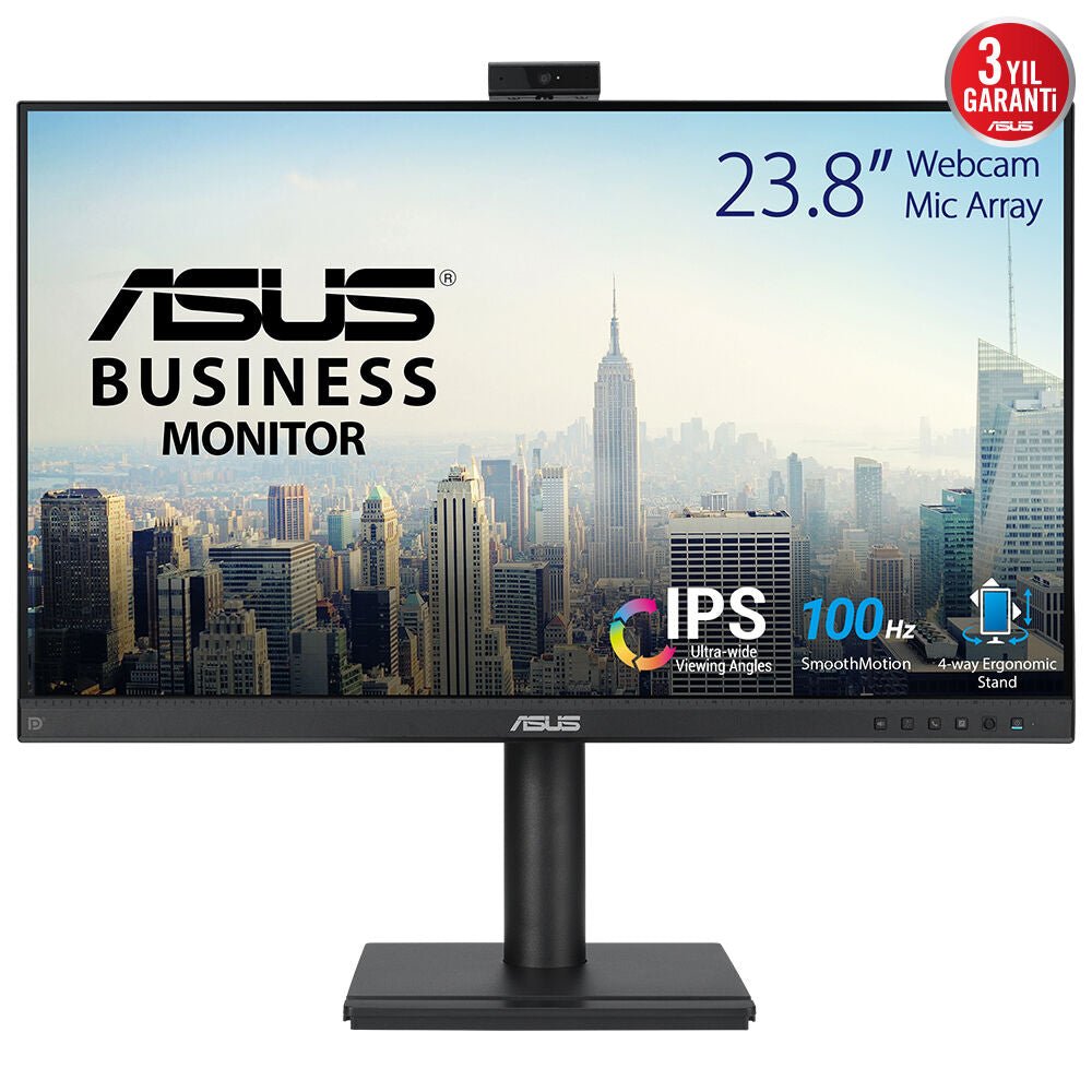 ASUS BE249QFK Video Conferencing monitor 23.8inch IPS WLED FHD 16:9 100Hz 250cd/m2 5ms HDMI DP D-Sub 2.0M Camera Black