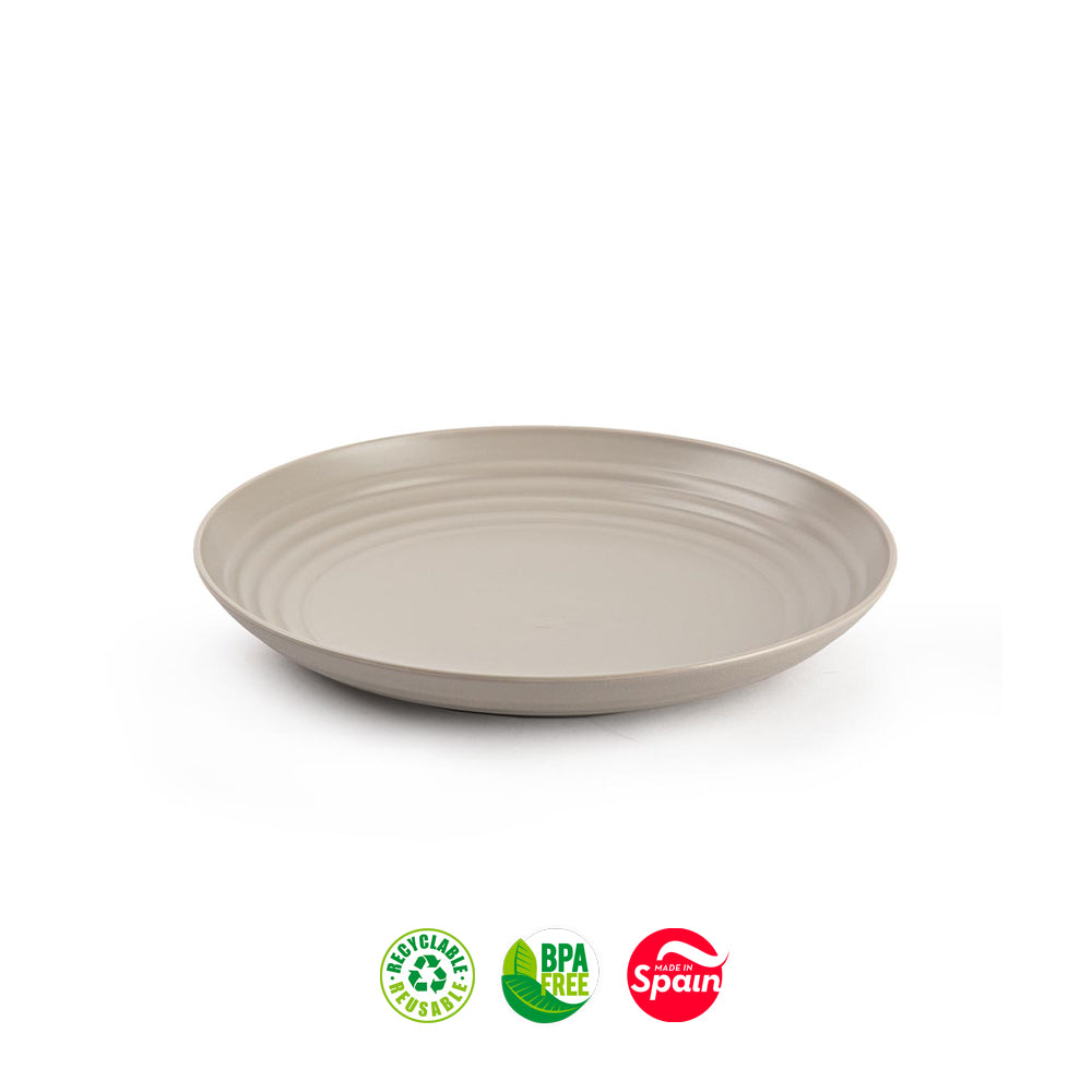 Pratos 22cm Plástico Reutilizável Classic Redondo Bege 1un