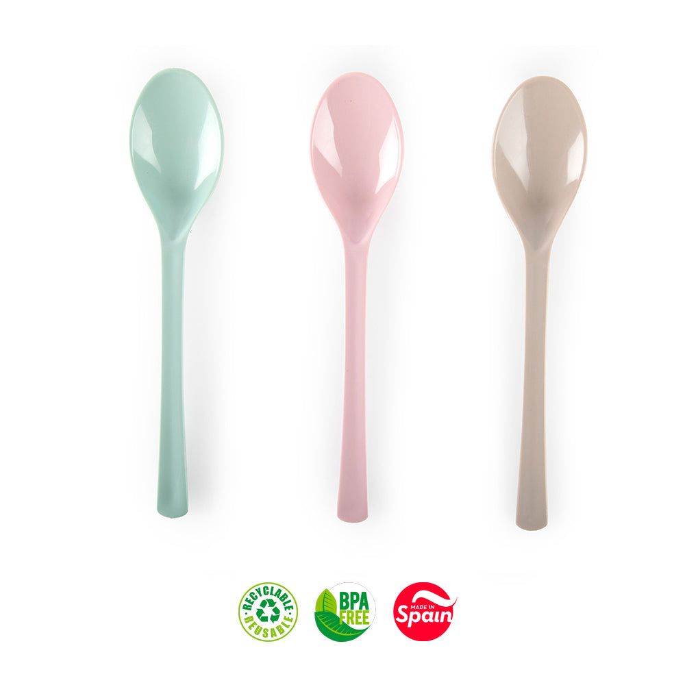 Colheres Plástico Reutilizáveis 26cm Sortido 6un