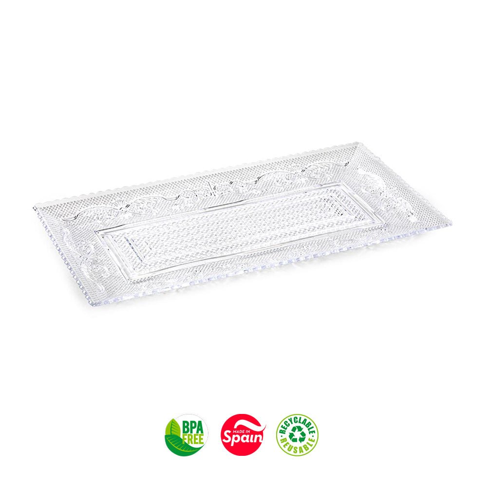 Travessa Plástico Reutilizável Cristal 15x28,5cm