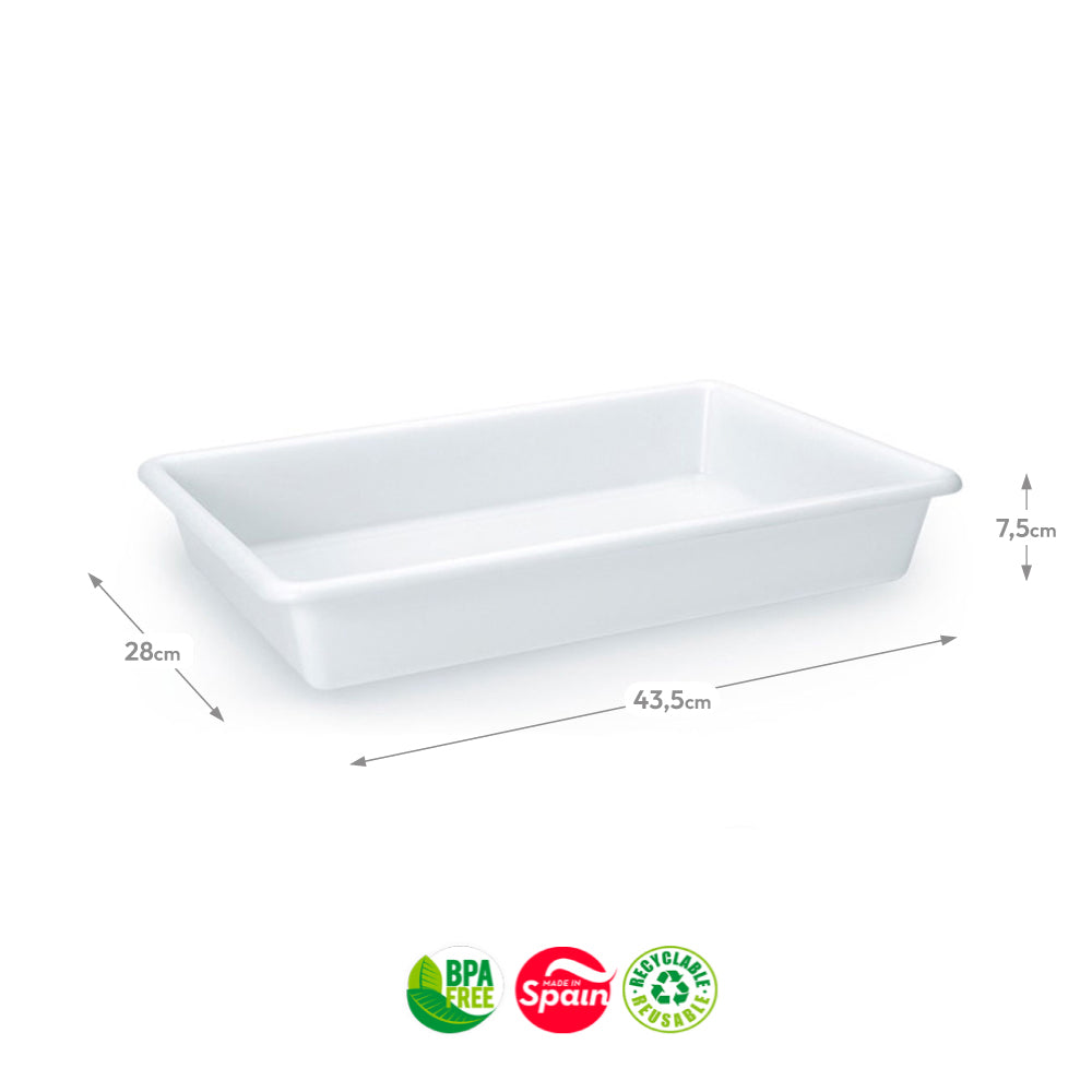 Tabuleiro Hotelaria 43,5x28x7,5cm 9L Branco