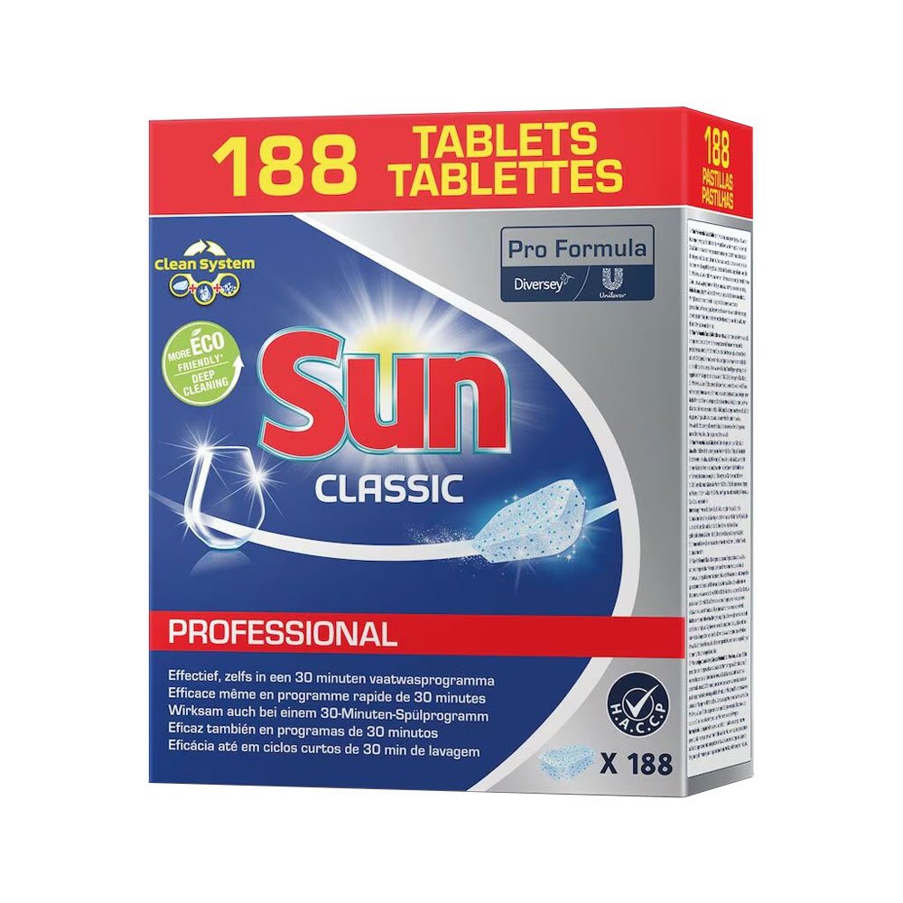 Detergente Máquina Loiça Pastilhas Sun Classic Pro 188un