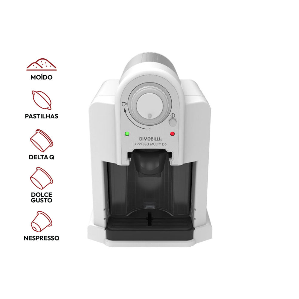Máquina Café MULTI-CÁPSULAS 5 em 1 Dimobilli D6 Branca