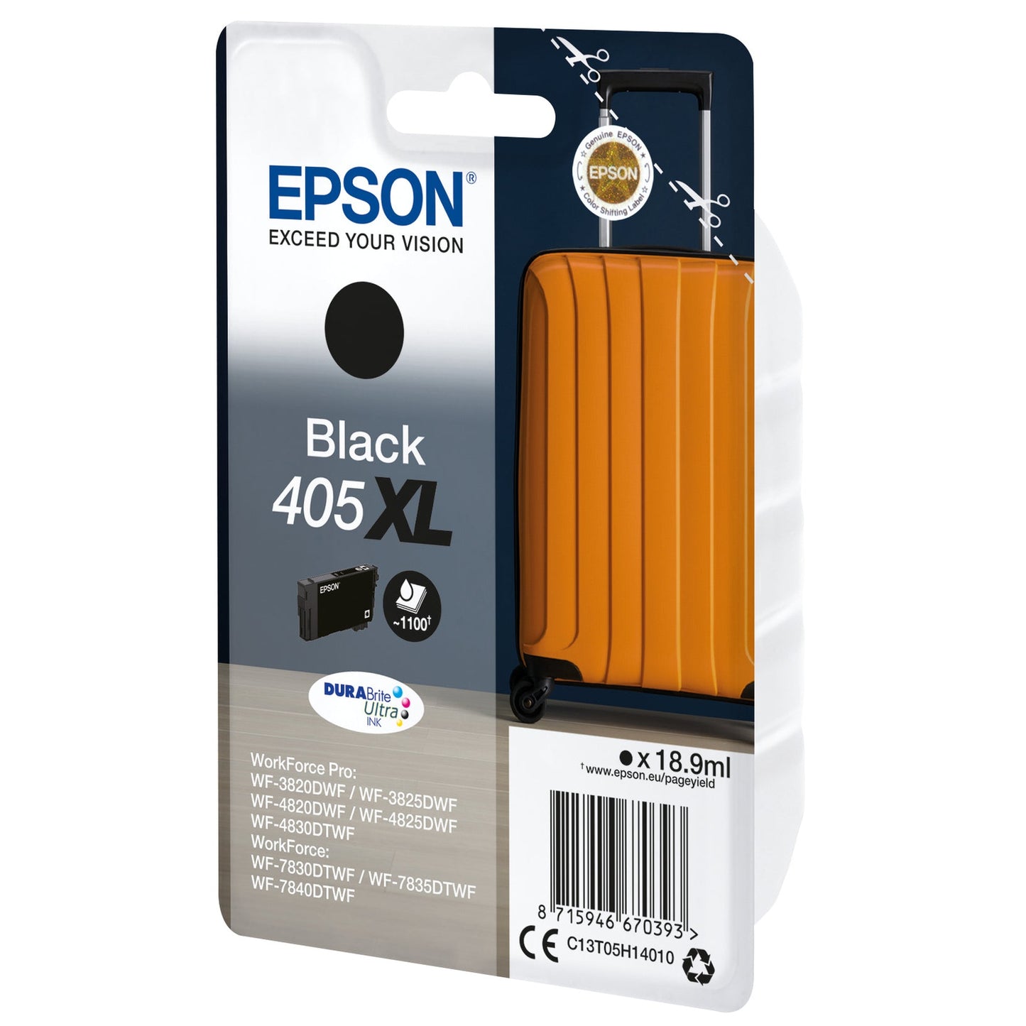 Tinta EPSON 405XL Preta 4LB, Cartucho Durabrite Ultra Epson