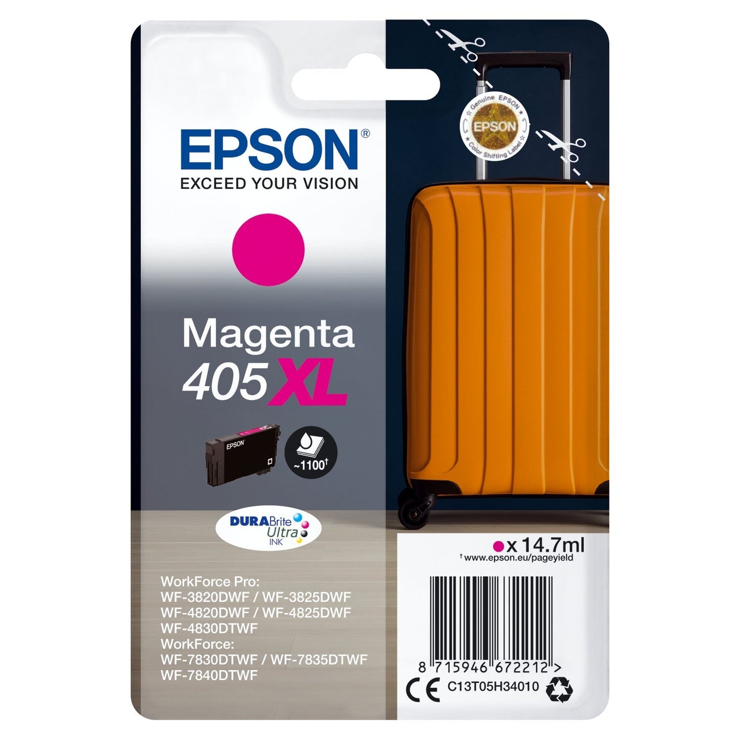 Tinta Magenta EPSON 405XL 2LB Singlepack Durabrite Ultra Epson