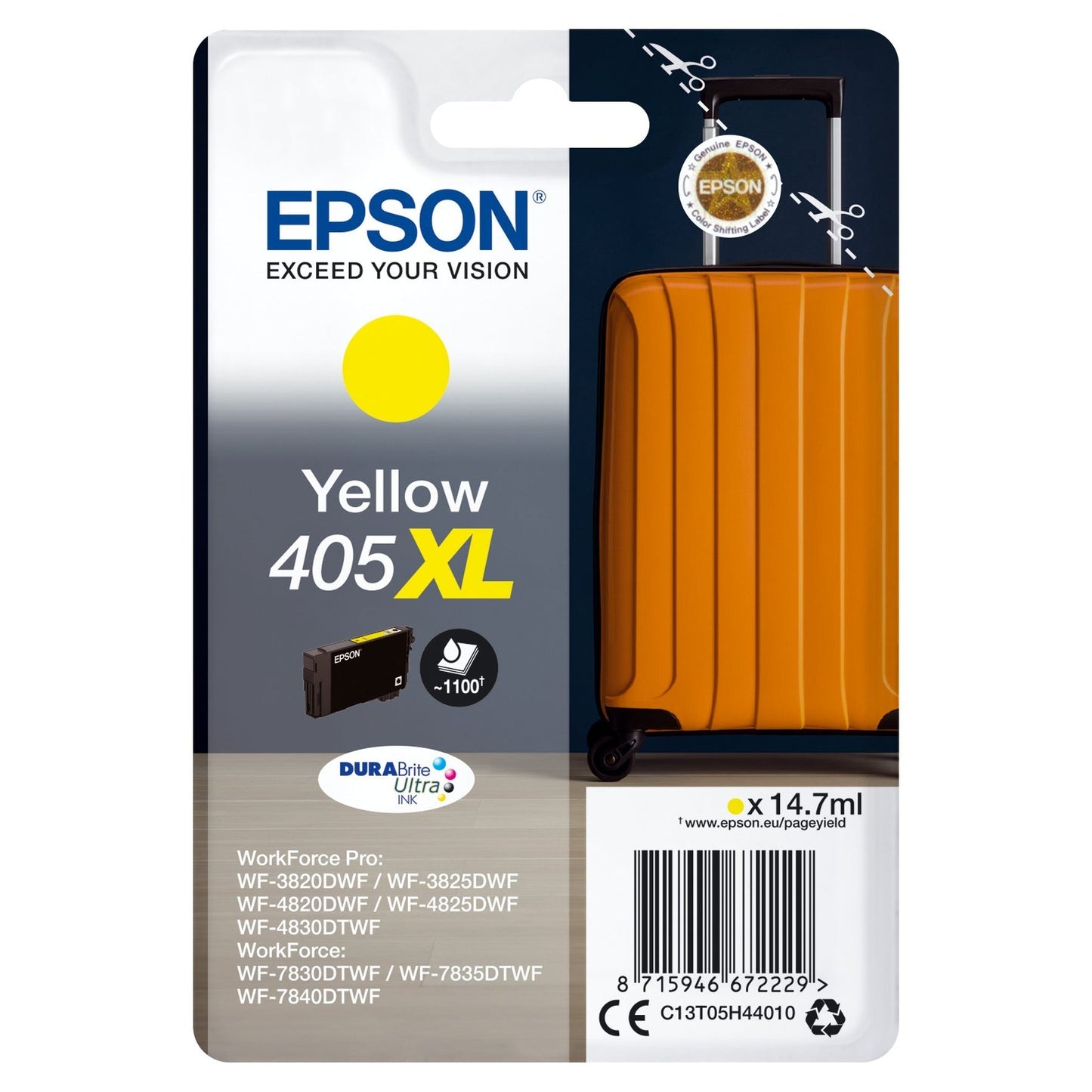 Tinta EPSON 405XL Amarelo 6LB - Durabrite Ultra de Alta Performance Epson