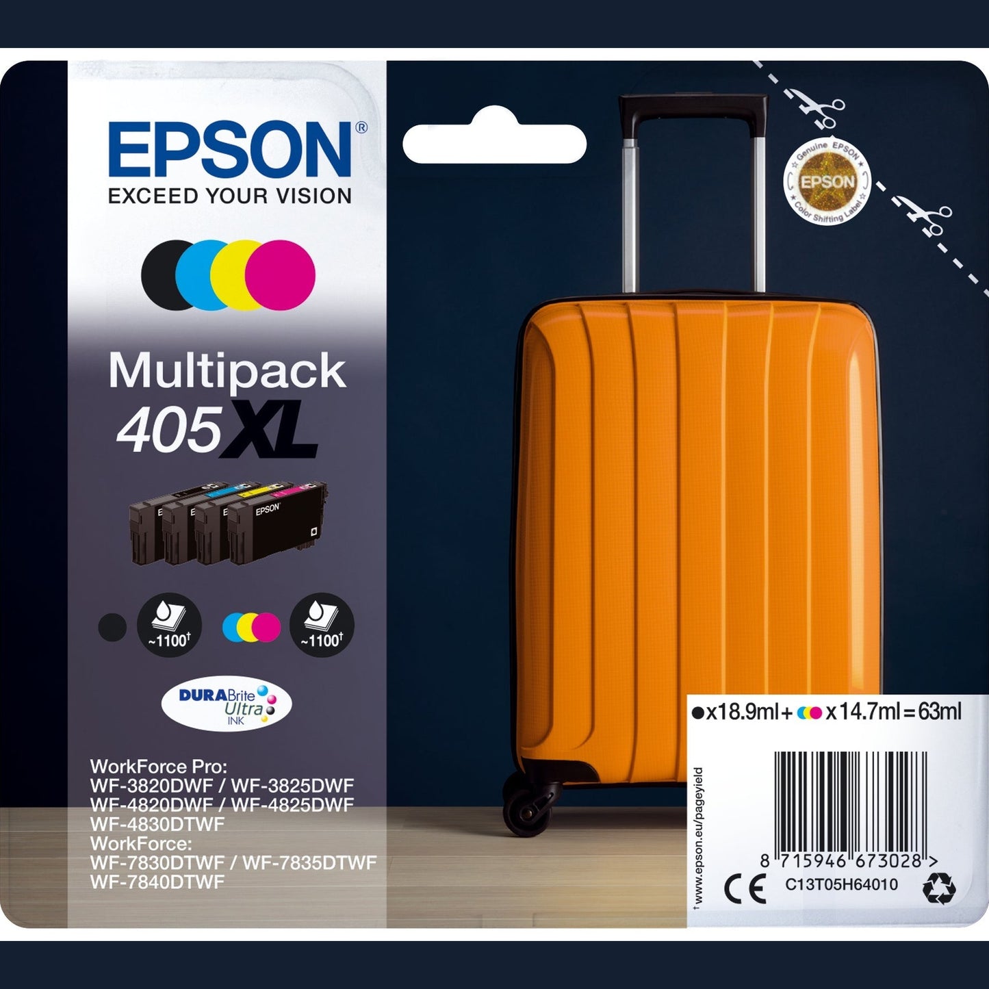 Tinteiro Multipack EPSON 405XL 4 Cores Durabrite Ultra 2LB Epson