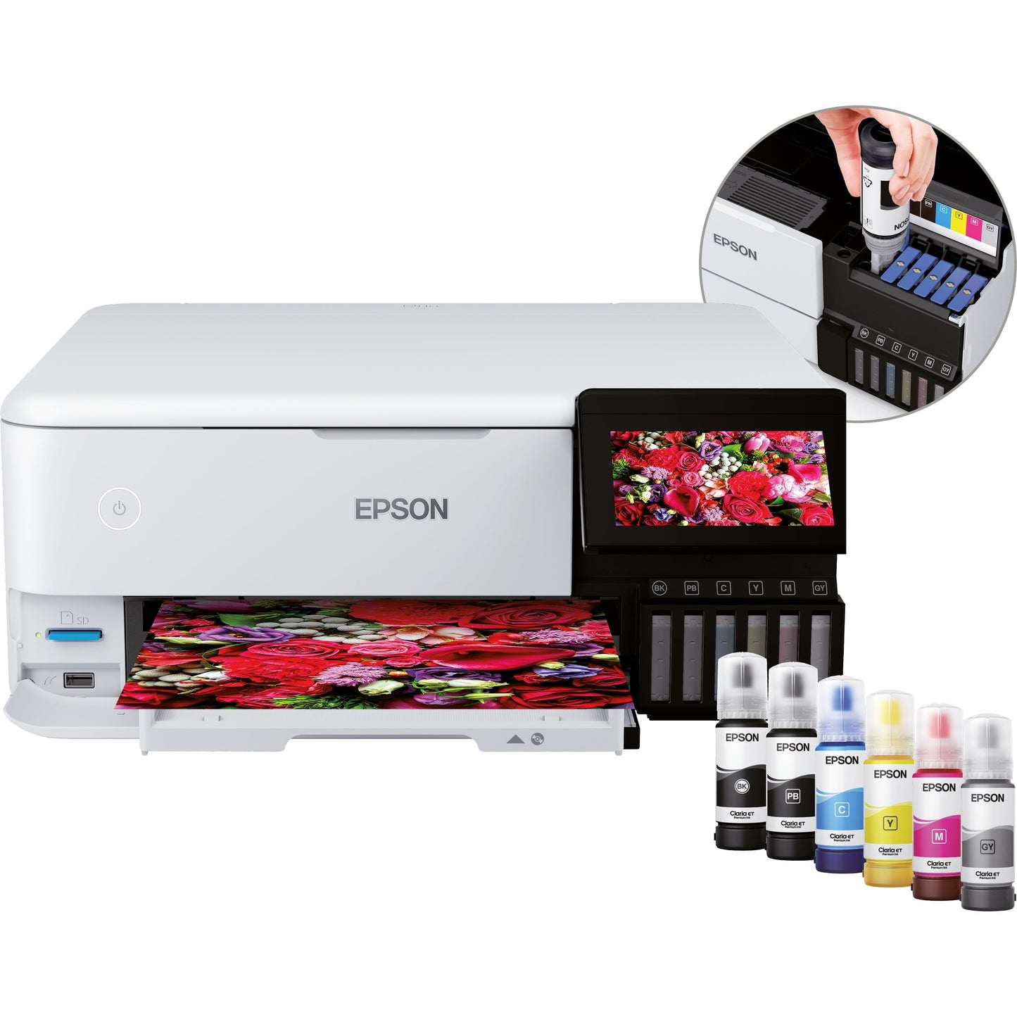 EPSON EcoTank ET-8500 MFP colour ink-jet refillable A4 16ppm print USB LAN USB host Wi-Fi white