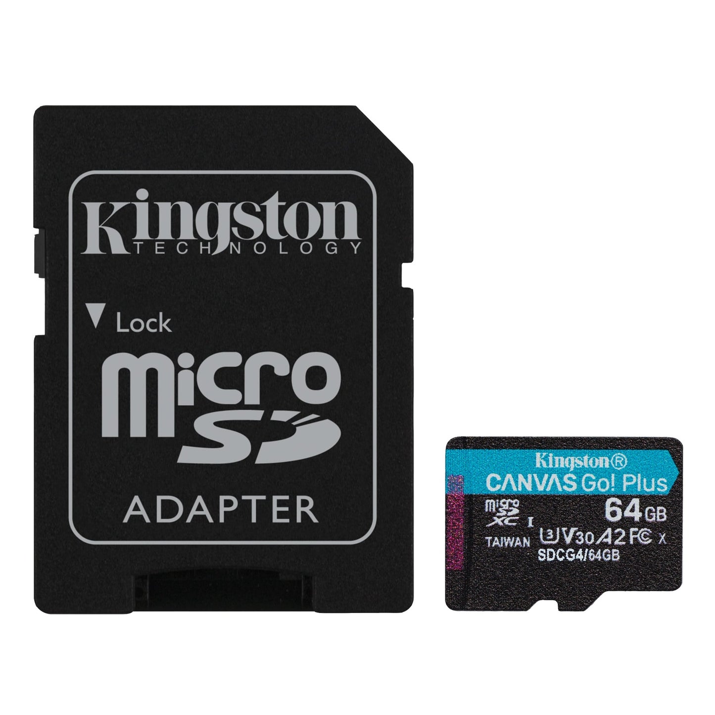 KINGSTON 64GB microSDXC Canvas Go Plus Gen4 200MB/s A2 U3 V30 Card + Adapter