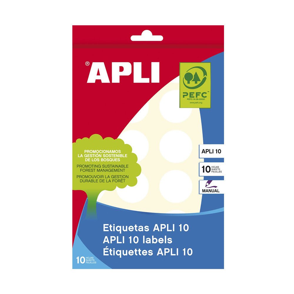 Bluepixel Equipamentos e Serviços Informáticos Lda | Etiquetas Redondas Brancas 25mm Apli 1629 – 240 Unidades Apli Etiquetas