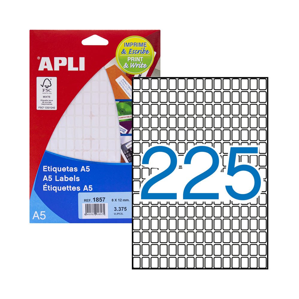 Bluepixel Equipamentos e Serviços Informáticos Lda | Etiquetas A5 008x012mm - 3375 unidades para impressão Apli Etiquetas