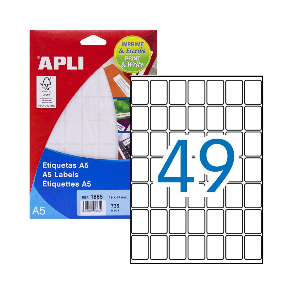 Bluepixel Equipamentos e Serviços Informáticos Lda | Etiquetas A5 019x027mm 735 Unidades - 33 Folhas 33Fls Apli Etiquetas
