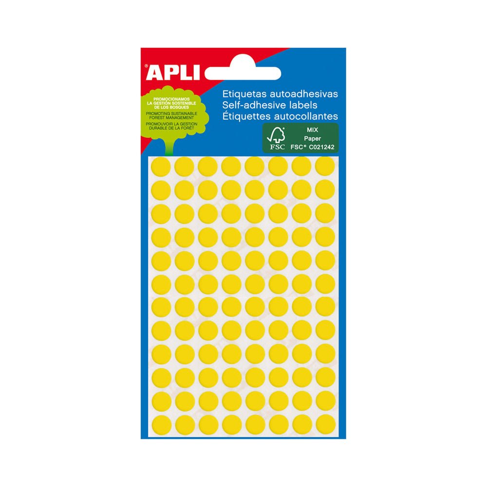 Bluepixel Equipamentos e Serviços Informáticos Lda | Etiquetas Redondas Amarelas 8mm - Apli 288 Unidades Apli Etiquetas