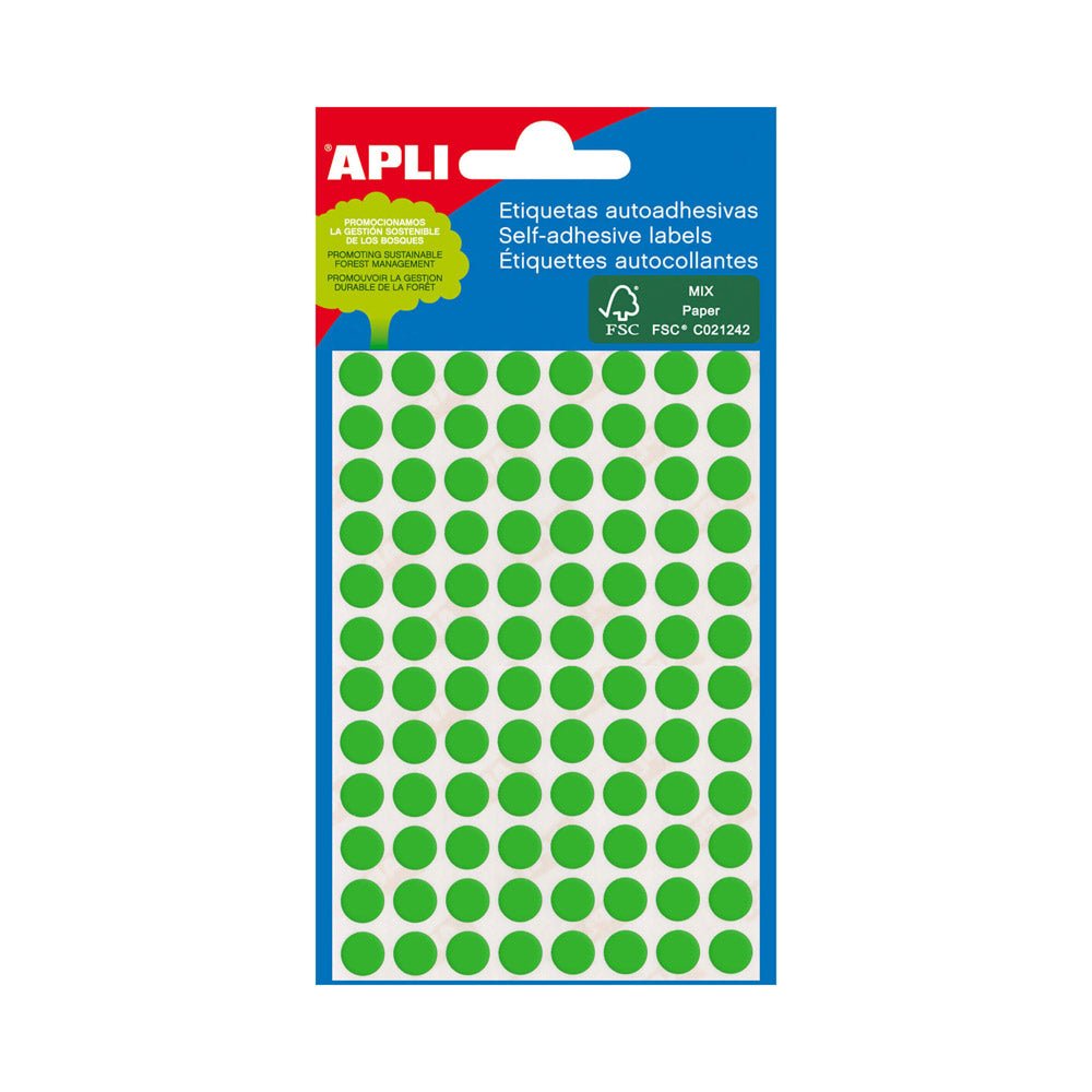 Bluepixel Equipamentos e Serviços Informáticos Lda | Etiquetas Redondas 8mm Verdes Apli 2047 - 288 Unidades Apli Etiquetas