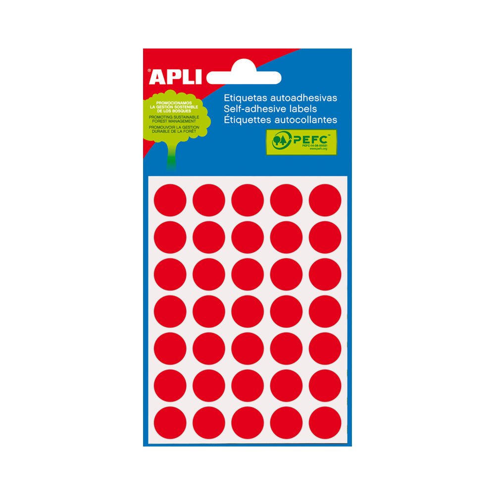 Bluepixel Equipamentos e Serviços Informáticos Lda | Etiquetas Redondas Vermelhas 13mm Apli 2057 – 175 Unidades Apli Etiquetas