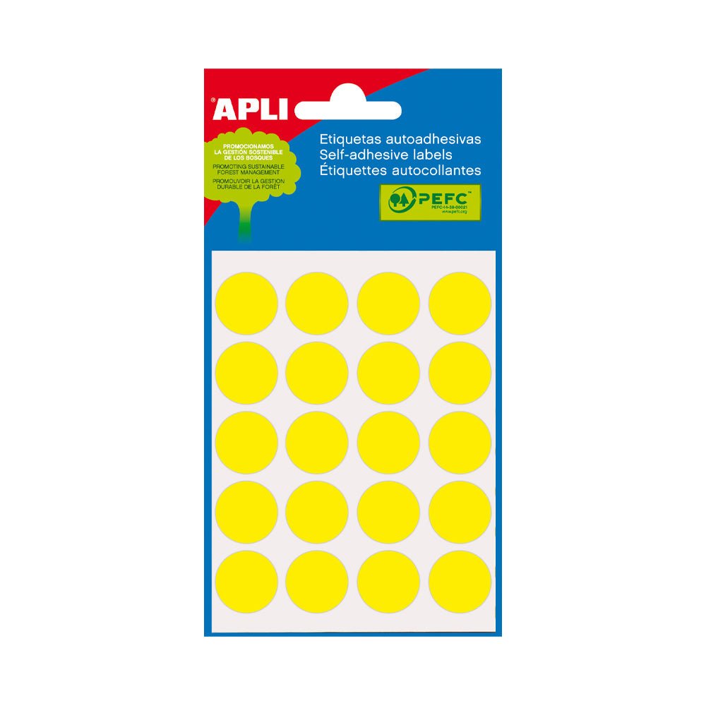 Bluepixel Equipamentos e Serviços Informáticos Lda | Etiquetas Redondas 19mm Amarelo Apli 2063 - 100 Unidades Apli Etiquetas