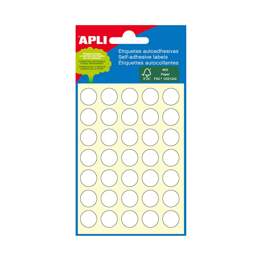 Bluepixel Equipamentos e Serviços Informáticos Lda | Etiquetas Redondas 13mm Brancas Apli 2661 – 210 unidades Apli Etiquetas