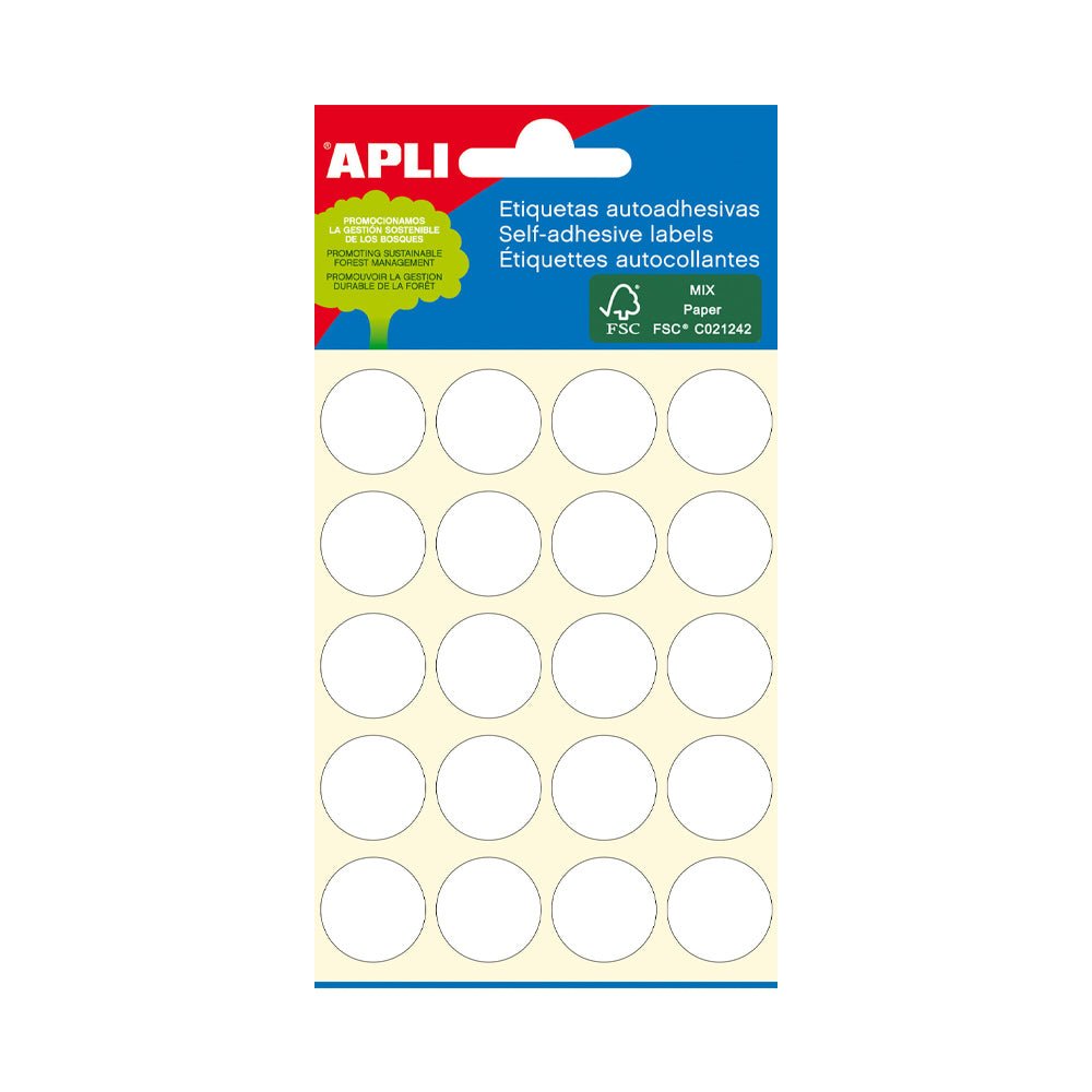 Bluepixel Equipamentos e Serviços Informáticos Lda | Etiquetas Redondas 19mm Brancas Apli 2663 – 120 Unidades Apli Etiquetas