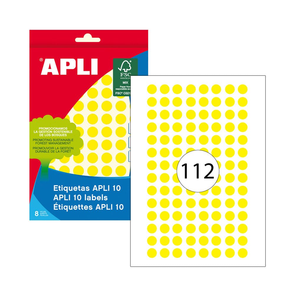 Bluepixel Equipamentos e Serviços Informáticos Lda | Etiquetas Redondas 10mm Amarelas - Pacote com 1008 unidades Apli Etiquetas