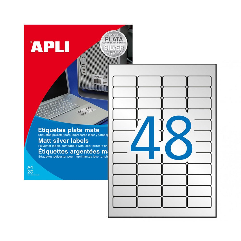 Bluepixel Equipamentos e Serviços Informáticos Lda | Etiquetas Pratas A4 45x21mm 20 Fls - Apli 960un Apli Etiquetas