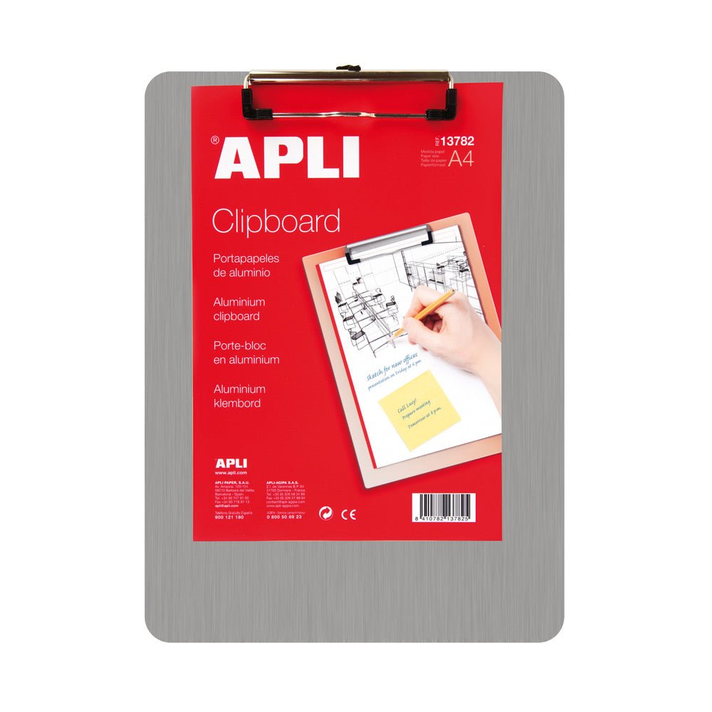 Bluepixel Equipamentos e Serviços Informáticos Lda | Prancheta A4 em Alumínio com Mola Apli 13782 - Leve e Resistente Apli Pranchetas