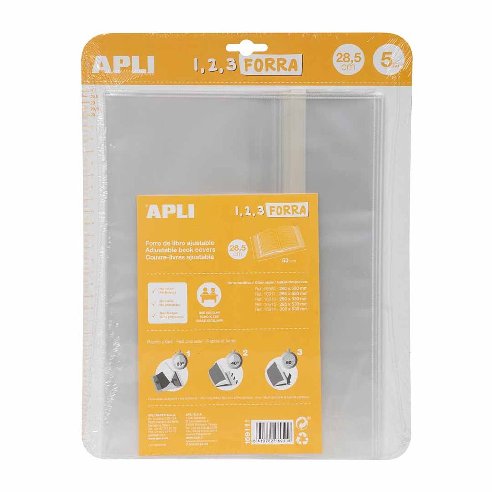Bluepixel Equipamentos e Serviços Informáticos Lda | Forra Livros Ajustável 285x530mm 75mic - Pack com 5un Apli Forra Livros