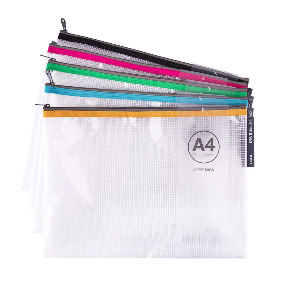 Bluepixel Equipamentos e Serviços Informáticos Lda | Bolsa A4 Plástica com Fecho Correr - Tamanho 355x255mm, APLI Apli Bolsas com Fecho