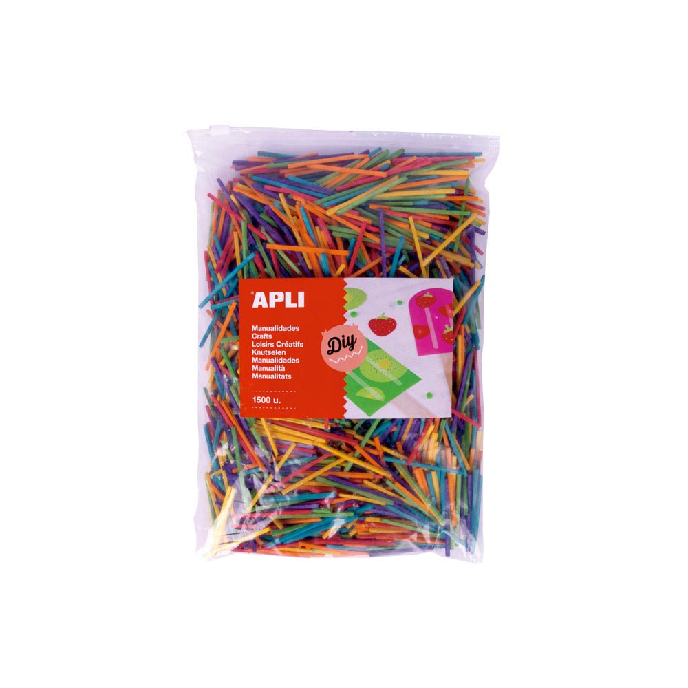 Bluepixel Equipamentos e Serviços Informáticos Lda | Mini Palitos de Madeira Cores Sortidas - 1500 Unidades Apli Decorativos