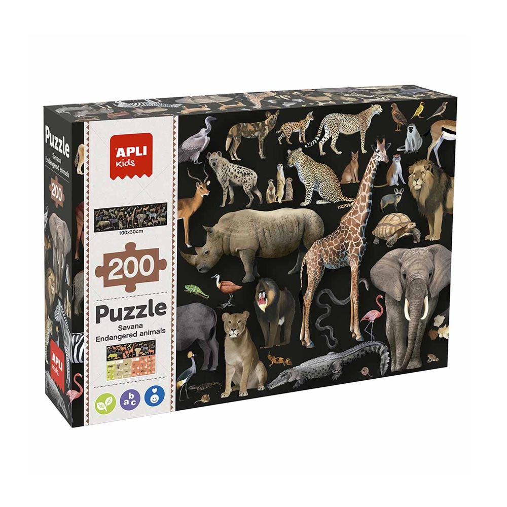 Bluepixel Equipamentos e Serviços Informáticos Lda | Puzzle Educativo de Animais Ameaçados na Savana – 200 Peças Apli Puzzles