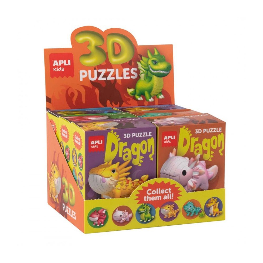 Bluepixel Equipamentos e Serviços Informáticos Lda | Puzzle 3D Apli Kids Dragões - Pack com 6 Peças Expositor Apli Puzzles